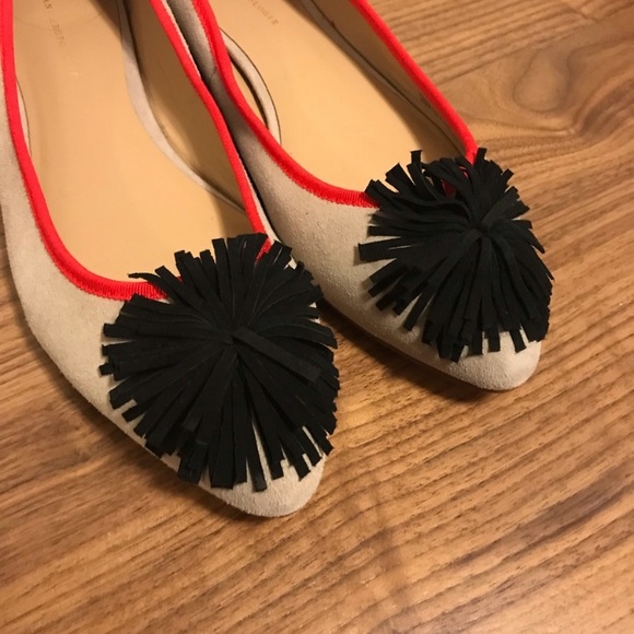 🆕NIB rare Anthropologie PomPom Suede Ballet Flats - Picture 6 of 8